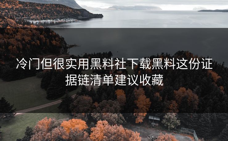冷门但很实用黑料社下载黑料这份证据链清单建议收藏